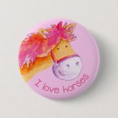I love horses button/badge 缶バッジ (正面)