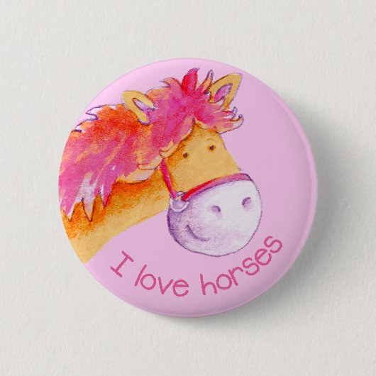 I love horses button/badge 缶バッジ (正面)