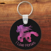 I Love Horses Cute Pink Glam Horse キーホルダー (正面)