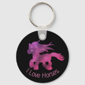 I Love Horses Cute Pink Glam Horse キーホルダー (裏面)