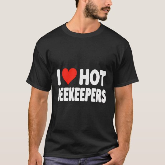 I Love Hot Beekeepersハート – 夫の妻ボイフリー Tシャツ (正面)