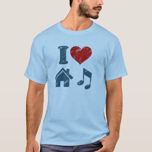 I Love House MusicヴィンテージTシャツ |音楽ギフト Tシャツ (正面)