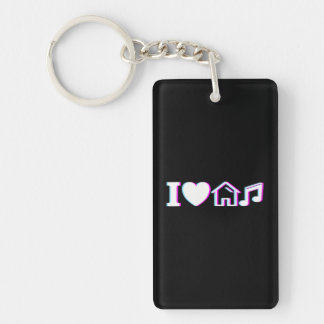 I Love House Music Vaporwave Glitch EDM DJ House キーホルダー