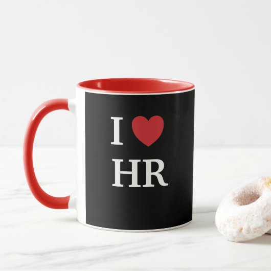 I Love HR IハートHR引用文人事部 マグカップ (ドーナツ)
