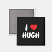 I Love Hugh - ハート - 名前 マグネット (正面/裏面)