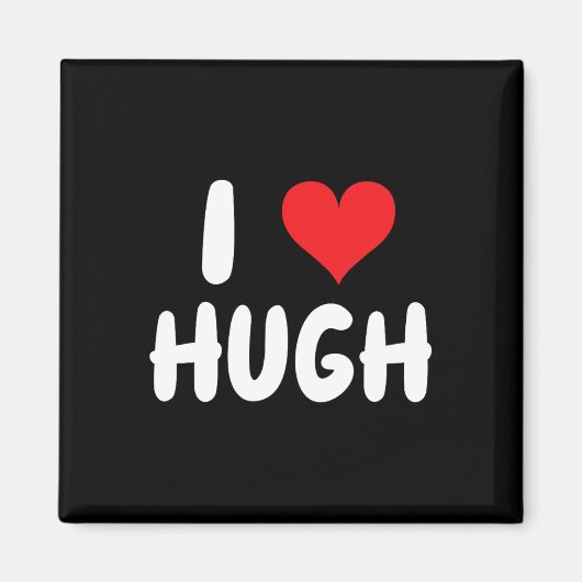 I Love Hugh - ハート - 名前 マグネット (正面)