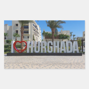 I love Hurghada Egypt Vacation記念写真 長方形シール