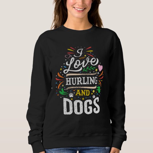 I Love Hurling And Dogs Christmas スウェットシャツ (正面)