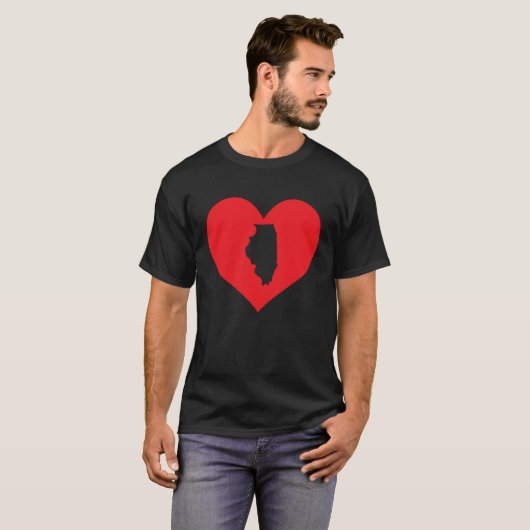 I Love Illinois Heart  Resident State Pride Tシャツ (正面フル)