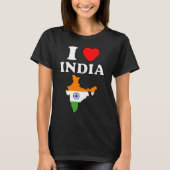 I love india heart bharat map flag hindustan tシャツ (正面)