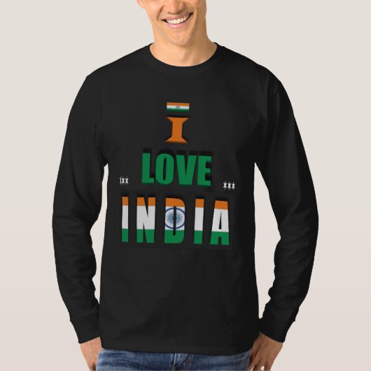 I Love India Indian India Flag Tシャツ (正面)