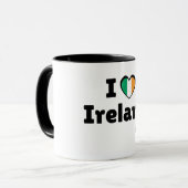 I Love Ireland Irish Flag Heart & Shamrock (Black) マグカップ (正面左)