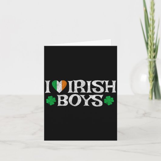 I Love Irish Boys Lucky Shamrock Heart Ireland Fla カード (正面)