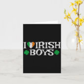 I Love Irish Boys Lucky Shamrock Heart Ireland Fla カード (黄色い花)