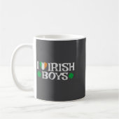 I Love Irish Boys Lucky Shamrock Heart Ireland Fla コーヒーマグカップ (左)