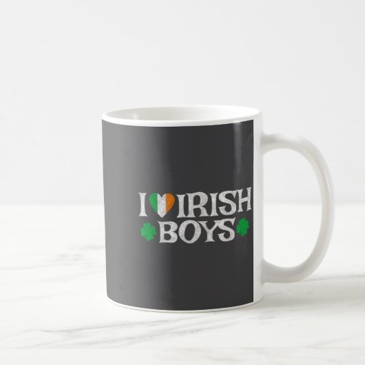 I Love Irish Boys Lucky Shamrock Heart Ireland Fla コーヒーマグカップ (右)