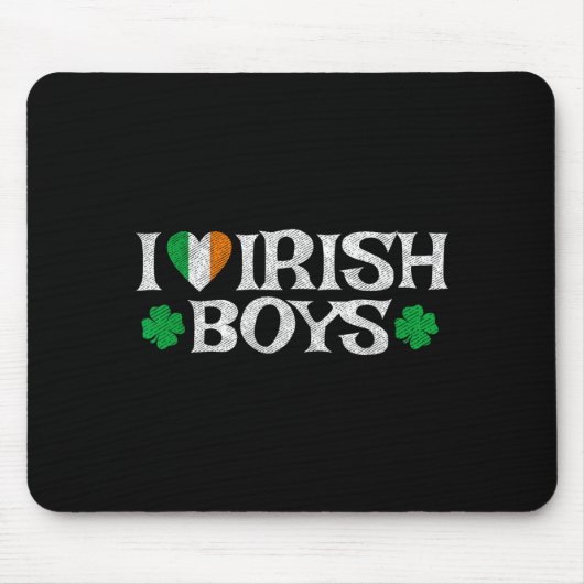 I Love Irish Boys Lucky Shamrock Heart Ireland Fla マウスパッド (正面)