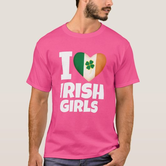 I LOVE IRISH GIRLS - St Patricks Day Designed Tees Tシャツ (正面)