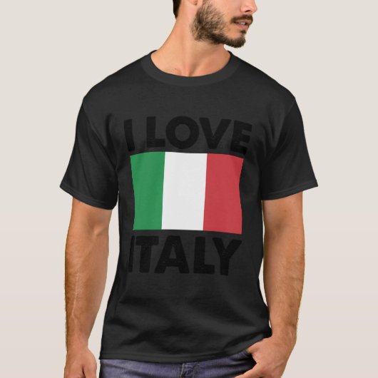 I Love Italy Iハートイタリア家族旅行イタリアFla Tシャツ (正面)