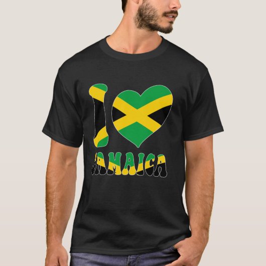 I Love Jamaica I Love Kingston Jamaica Flag Heart  Tシャツ (正面)