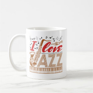 I Love Jazz Musicミュージシャンファンサクソフォン コーヒーマグカップ