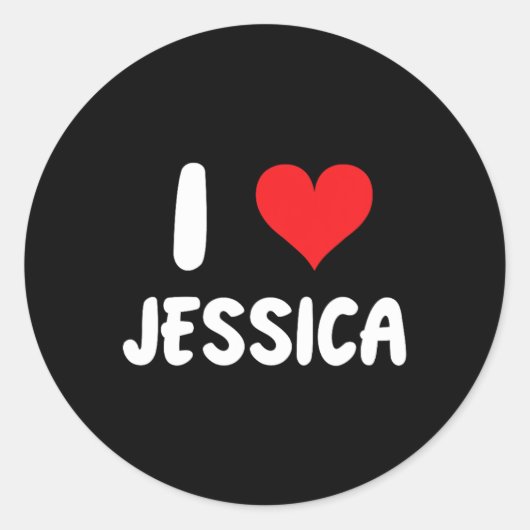 I Love Jessica -ハート – 名前 ラウンドシール (正面)