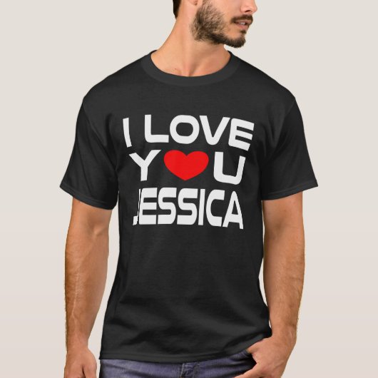 I Love Jessica Red Heart to say Honey I love you Tシャツ (正面)