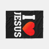 I Love Jesus  フリースブランケット (正面(横))
