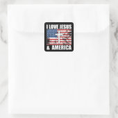 I Love Jesus and America Christian USA flag Square スクエアシール (バッグ)