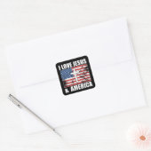I Love Jesus and America Christian USA flag Square スクエアシール (封筒)