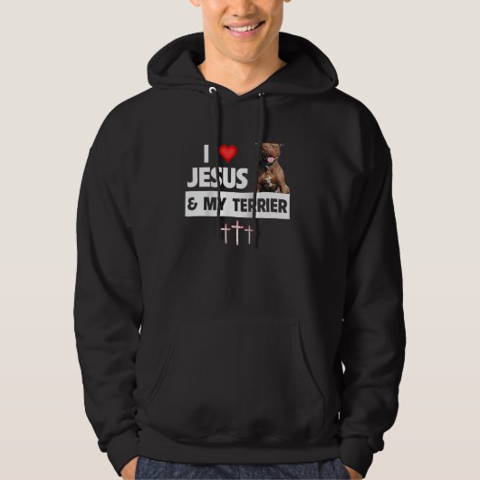 I Love Jesus and My American Staffordshire Terrier パーカ (正面)