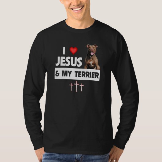 I Love Jesus and My American Staffordshire Terrier Tシャツ (正面)