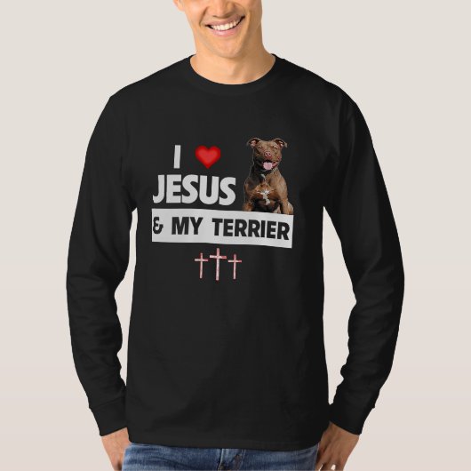 I Love Jesus and My American Staffordshire Terrier Tシャツ (正面)