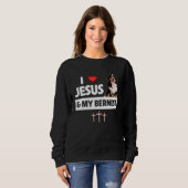 I Love Jesus and My Bernese Mountain Dog Mom Dad C スウェットシャツ (正面フル)