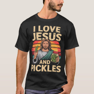 I Love Jesus And Pickles Shirt Cucumber Jesus Pick Tシャツ