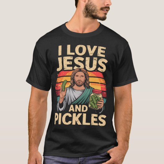 I Love Jesus And Pickles Shirt Cucumber Jesus Pick Tシャツ (正面)