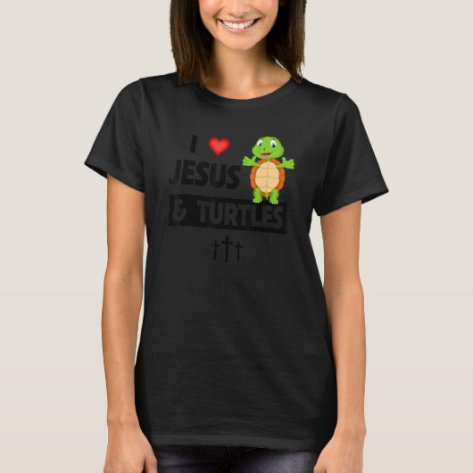I Love Jesus and Turtles Christian Bible Sunday To Tシャツ (正面)