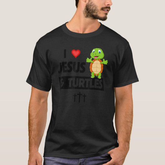 I Love Jesus and Turtles Christian Bible Sunday To Tシャツ (正面)