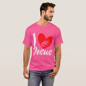 I Love Jesus Christian Devoteeハート聖B Tシャツ (正面フル)