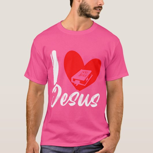 I Love Jesus Christian Devoteeハート聖B Tシャツ (正面)
