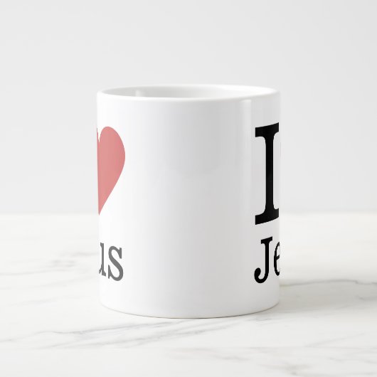 I Love Jesus ❤️ CUSTOMIZABLE Jumbo Mug ジャンボコーヒーマグカップ (正面)