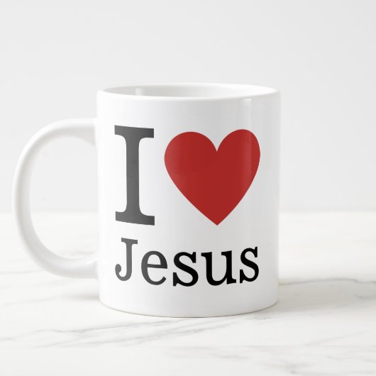 I Love Jesus ❤️ CUSTOMIZABLE Jumbo Mug ジャンボコーヒーマグカップ (左)
