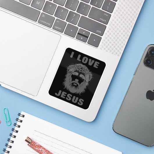 I Love Jesus (grey) シール (ノートパソコンとiPhone)