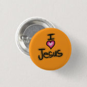 I Love Jesus IハートJesus Orange 缶バッジ (正面&裏面)