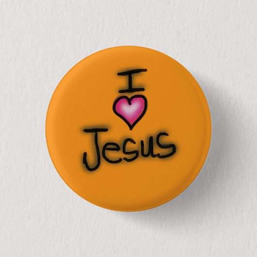 I Love Jesus IハートJesus Orange 缶バッジ (正面)