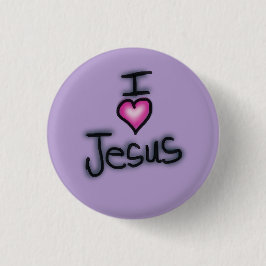 I Love Jesus IハートJesus Purple 缶バッジ