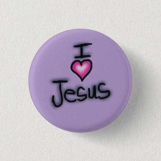I Love Jesus IハートJesus Purple 缶バッジ (正面)