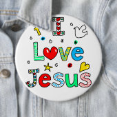 I Love Jesus I Doodles I Colossal 6x6ボタン 缶バッジ (インサイチュ)