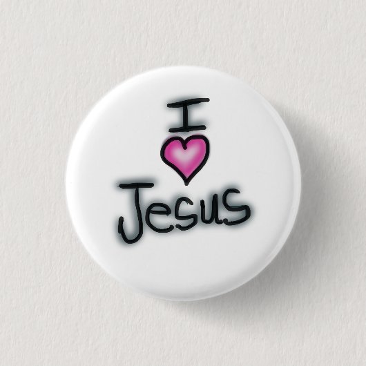 I Love Jesus I Jesus Whiteハート 缶バッジ (正面)