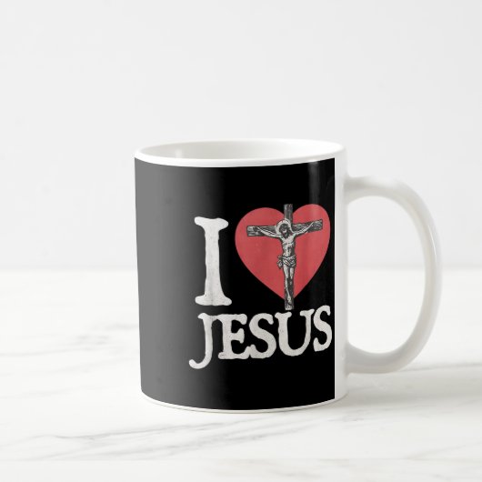 I Love Jesus Retro Christian Religious For Men Wom コーヒーマグカップ (右)